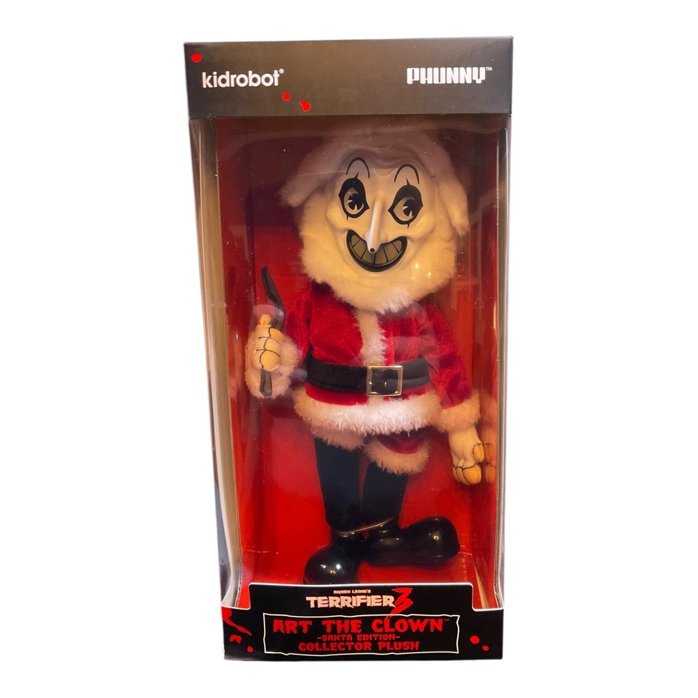 Kidrobot Phunny Terrifier 3 Art the Clown Santa Edition Collector Plush In Hand